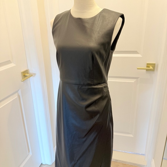 ANN TAYLOR 6 LEATHER DRESS BLACK - Picture 1 of 10